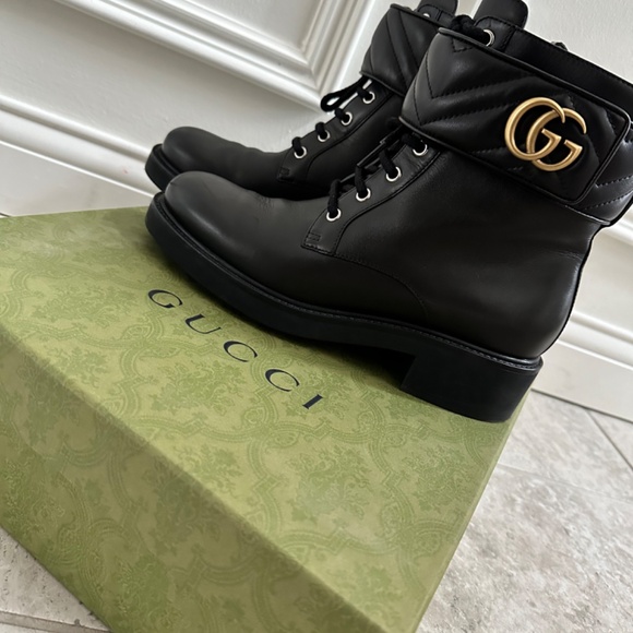 Gucci combat boots leather double G - Picture 2 of 4